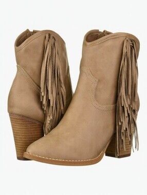 Zigi Sohi Fringe Ankle Bootie Beige Taupe Womens Size 6.5 NWT NIB